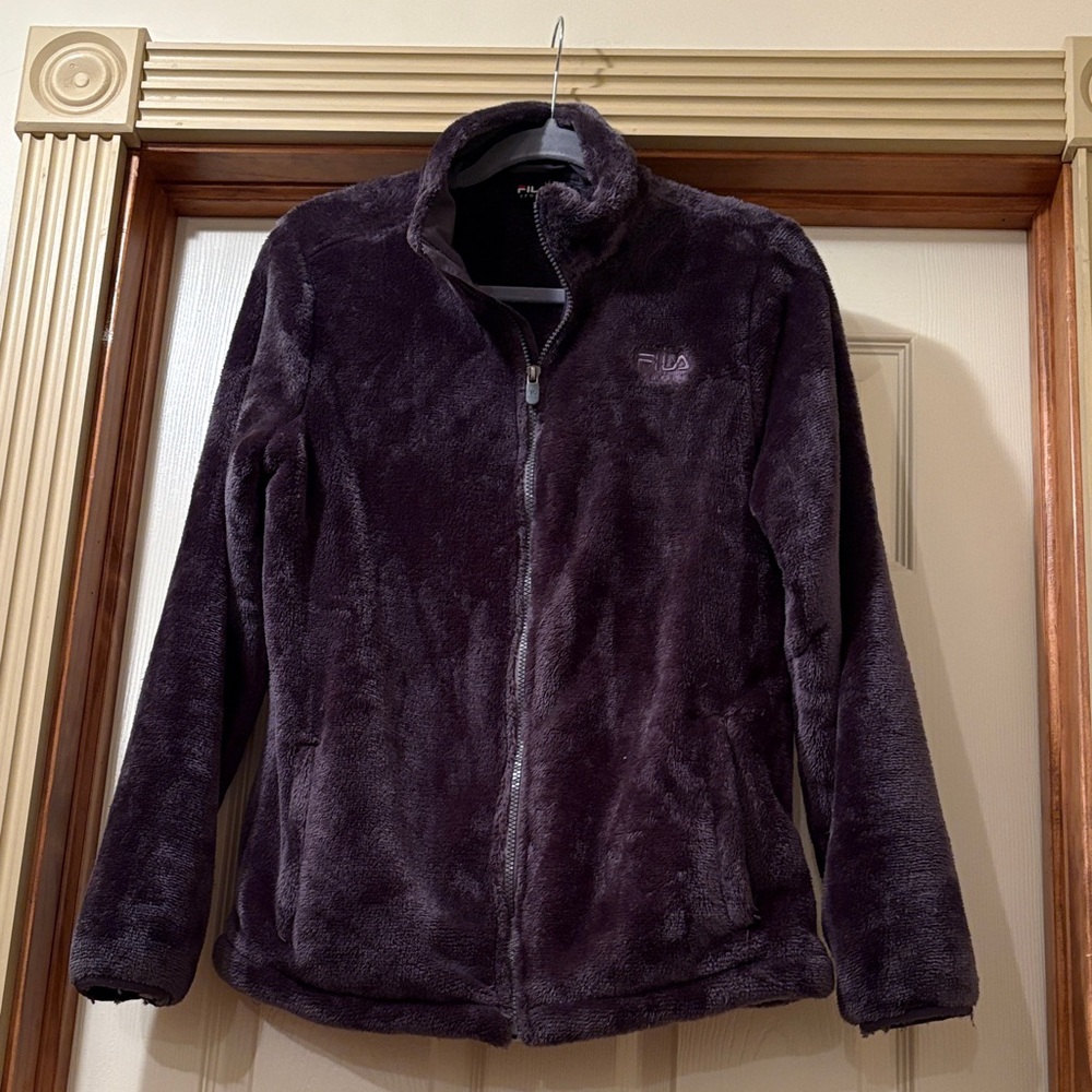 Fila Women's Plush Dark Gray Teddy Jacket